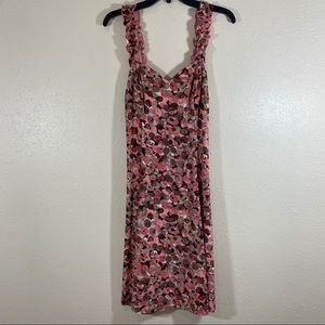 Dress Barn Full Print Dress Sz8 Sleeveless Print A line Dress ruffled St…